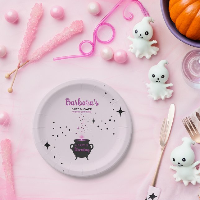 A Baby Is Brewing Halloween Baby Shower  Paper Plates (Creator Uploaded)