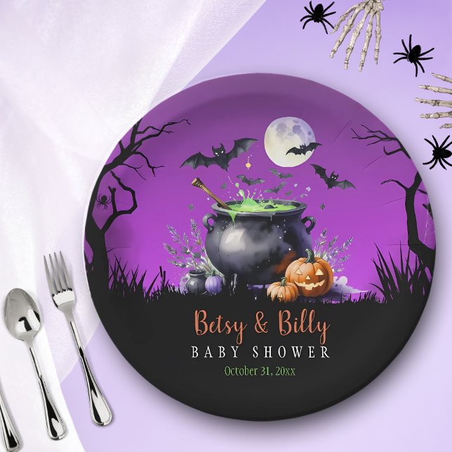 A Baby Is Brewing Halloween Baby Shower  Paper Plates (Creator Uploaded)