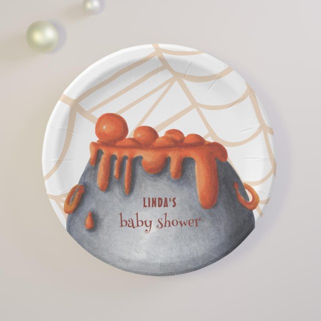 A Baby is Brewing Halloween Baby Shower Paper Plates (Creator Uploaded)