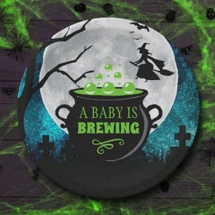 A Baby Is Brewing Halloween Baby Shower Paper Plates