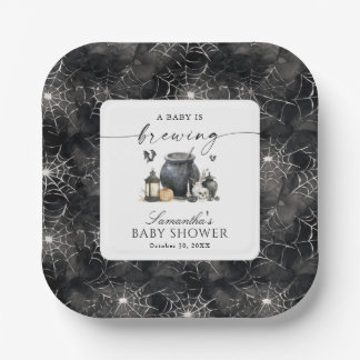 A Baby Is Brewing Halloween Baby Shower Paper Plates