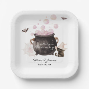 A Baby is Brewing Halloween Baby Shower Paper Plates