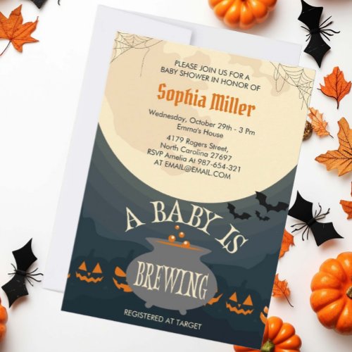 A Baby Is Brewing Halloween Baby Shower Party Invitation
