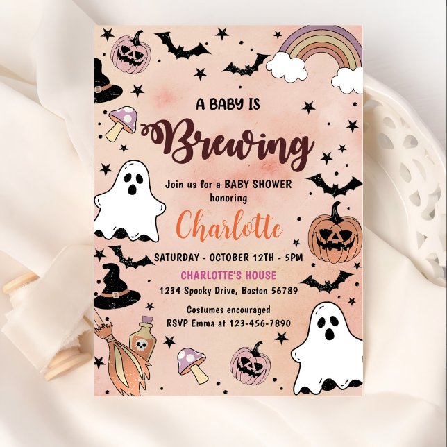 A Baby Is Brewing Halloween Baby Shower Party Invitation (Creator Uploaded)