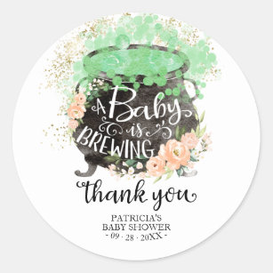 A Baby Is Brewing Halloween Baby Shower Thank You  Classic Round Sticker