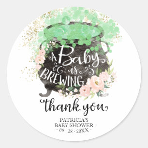 A Baby Is Brewing Halloween Baby Shower Thank You Classic Round Sticker