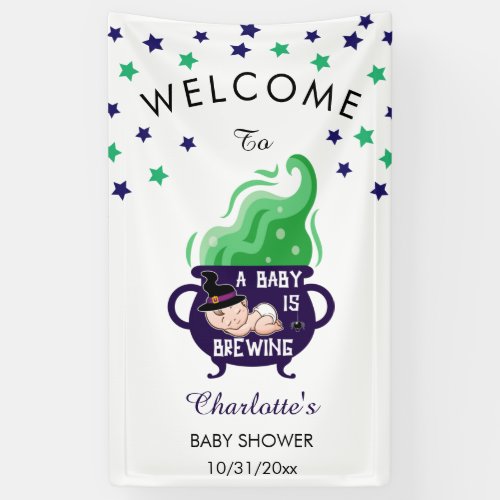 A Baby Is Brewing Halloween Baby Shower Welcome Ba Banner