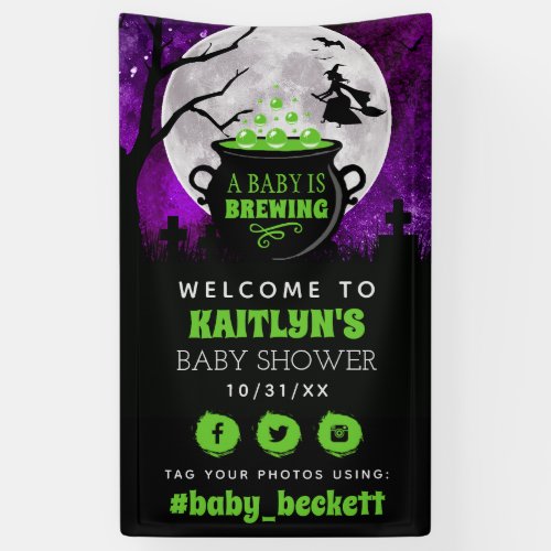 A Baby Is Brewing Halloween Baby Shower Welcome Banner