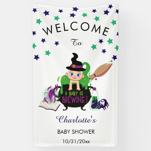 A Baby Is Brewing Halloween Baby Shower Welcome Banner