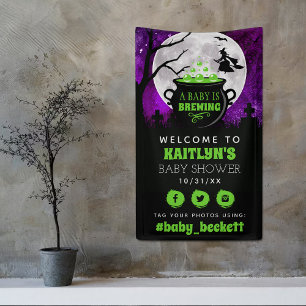 A Baby Is Brewing Halloween Baby Shower Welcome Banner