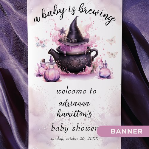 A Baby Is Brewing Halloween Baby Shower Welcome  Banner
