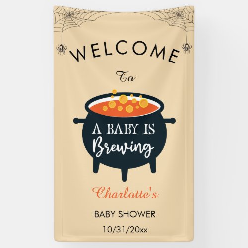 A Baby Is Brewing Halloween Baby Shower Welcome  Banner