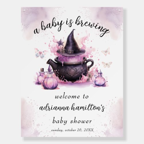 A Baby Is Brewing Halloween Baby Shower Welcome  Foam Board