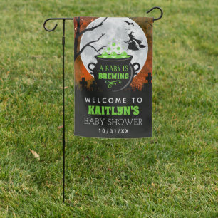 A Baby Is Brewing Halloween Baby Shower Welcome Garden Flag