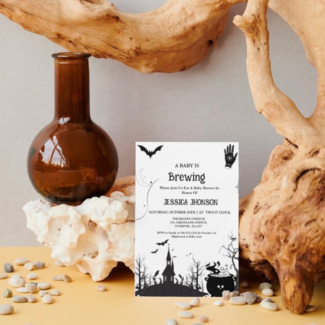 A Baby is Brewing Halloween Black  Baby shower Invitation (Creator Uploaded)