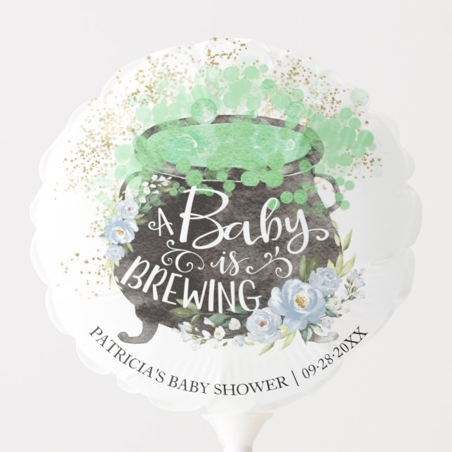 A Baby Is Brewing Halloween Boy Baby Shower Balloon (Front)