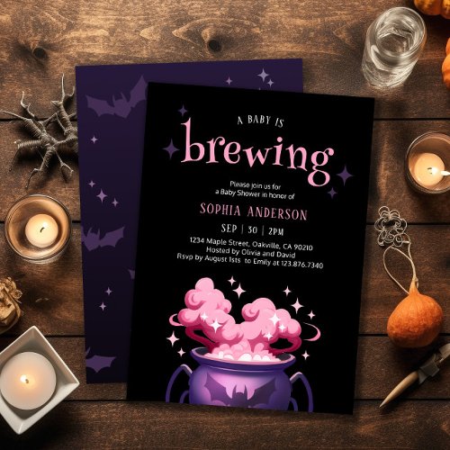 A Baby is Brewing Halloween Cauldron Baby Shower Invitation