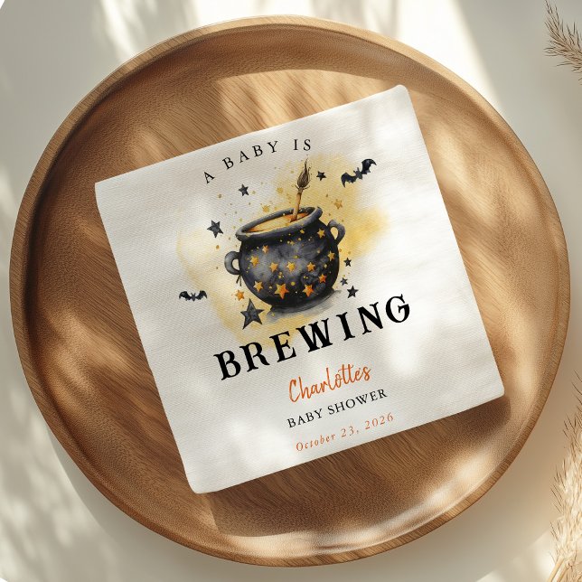 A Baby is Brewing Halloween Cauldron Baby Shower Napkins (Creator Uploaded)
