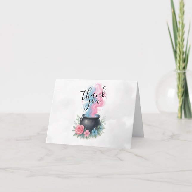 A Baby Is Brewing Halloween Cauldron Thank You Card (Front)