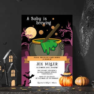 A Baby is brewing Halloween fall baby shower Invitation