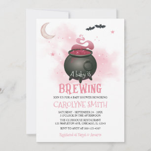 A Baby is Brewing Halloween Girl Baby Shower Invitation