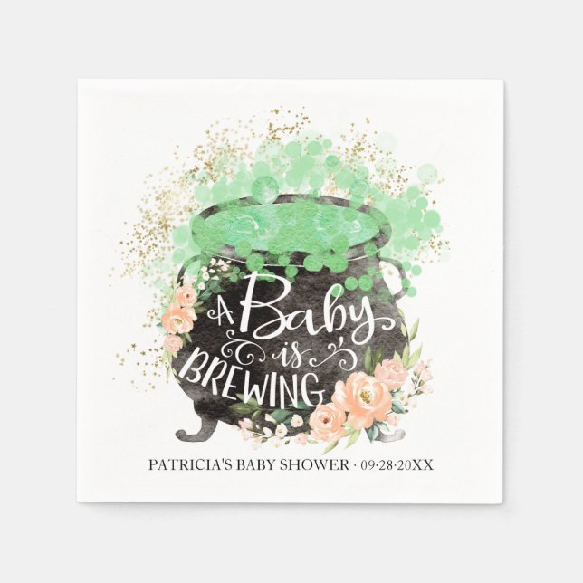 A Baby Is Brewing Halloween Girl Baby Shower  Napk Napkins (Front)