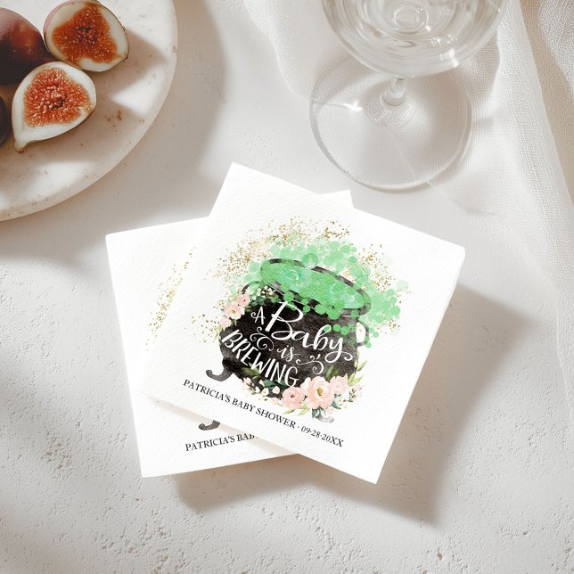 A Baby Is Brewing Halloween Girl Baby Shower  Napkins (Creator Uploaded)