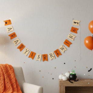 A Baby is Brewing Halloween Shower Witch Banner