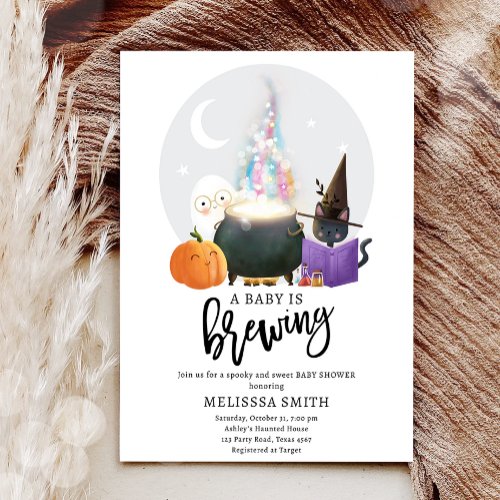 A Baby Is Brewing Halloween Spooky Baby Shower Invitation