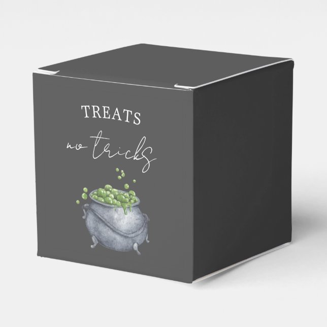 A Baby is Brewing Halloween | Treats & No Tricks F Favor Boxes (Front Side)