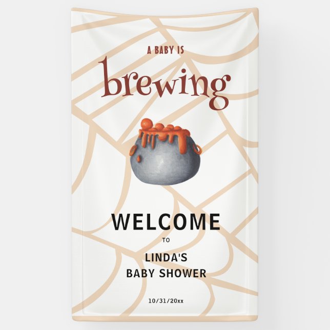 A Baby is Brewing Halloween Welcome Baby Shower Banner (Vertical)