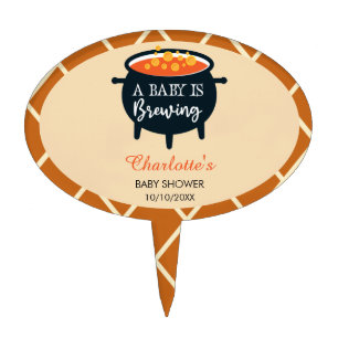 A Baby Is Brewing Halloween witch Baby Shower Cake Topper