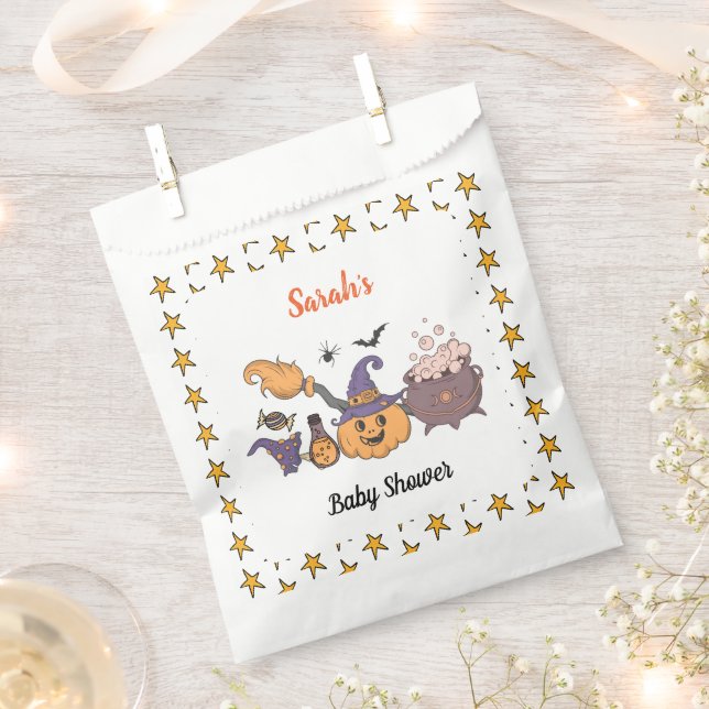 A Baby Is Brewing Halloween witch Baby Shower Favor Bag (Clipped)