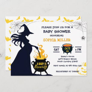 A Baby Is Brewing Halloween Witch Baby Shower Invitation