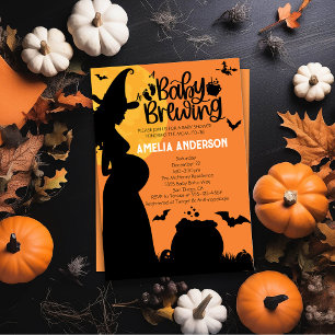 A Baby Is Brewing Halloween Witch Baby Shower Invitation