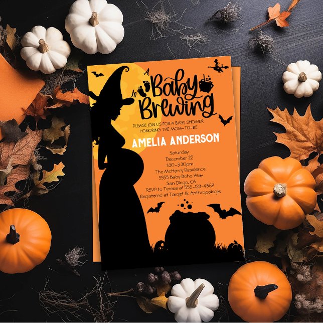 A Baby Is Brewing | Halloween Witch Baby Shower Invitation (Creator Uploaded)