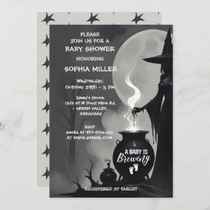 A Baby Is Brewing Halloween Witch Baby Shower Invitation