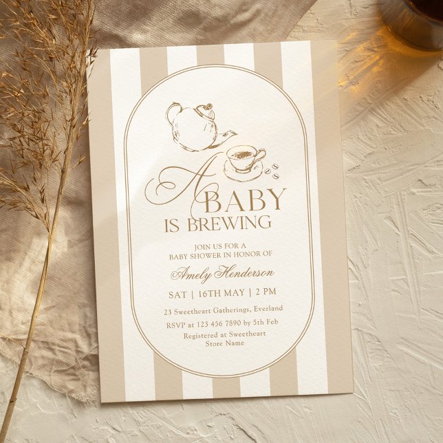 A Baby is Brewing Hand Drawn Baby Shower Invitation (Creator Uploaded)