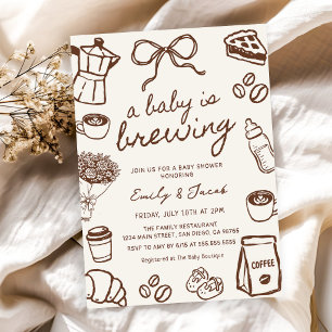 A Baby is Brewing Hand Drawn Coffee Baby Shower Invitation