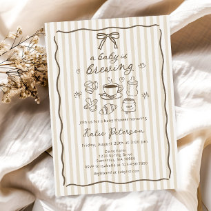 A Baby is Brewing Hand Drawn Coffee Baby Shower Invitation