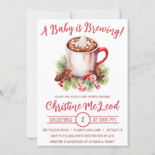 A Baby is Brewing, Holiday Hot Cocoa Baby Shower Invitation
