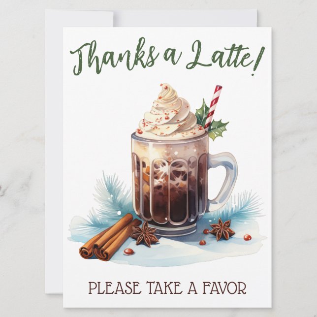 A Baby is Brewing, Holiday Iced Coffee Favor Sign Invitation (Front)
