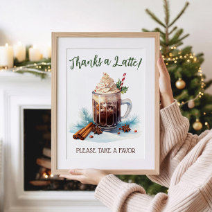 A Baby is Brewing, Holiday Iced Coffee Favor Sign Invitation