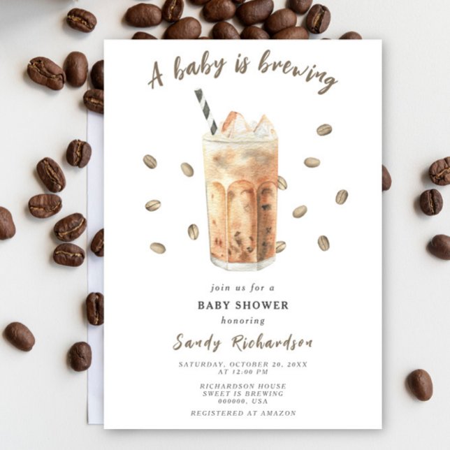 A Baby Is Brewing Iced Coffee Baby Shower Invitation (Creator Uploaded)