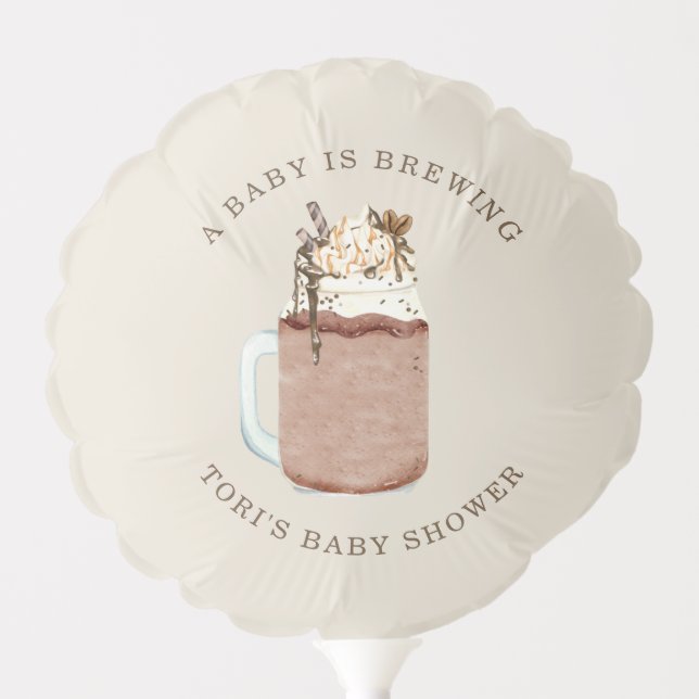 A Baby Is Brewing Iced Coffee Beans Baby Shower Balloon (Front)