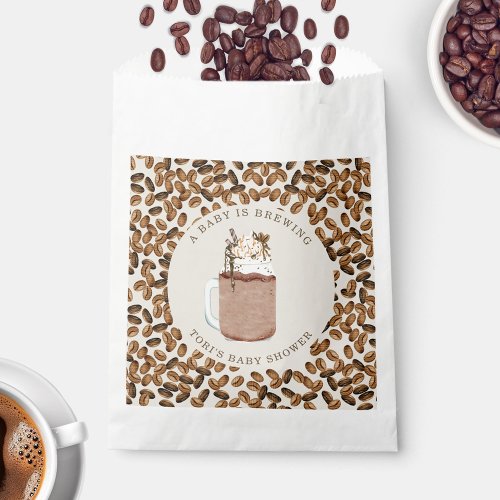 A Baby Is Brewing Iced Coffee Beans Baby Shower Favor Bag