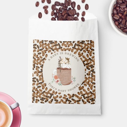 A Baby Is Brewing Iced Coffee Floral Baby Shower Favor Bag
