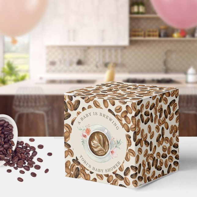 A Baby Is Brewing Iced Coffee Floral Baby Shower Favor Boxes (Creator Uploaded)