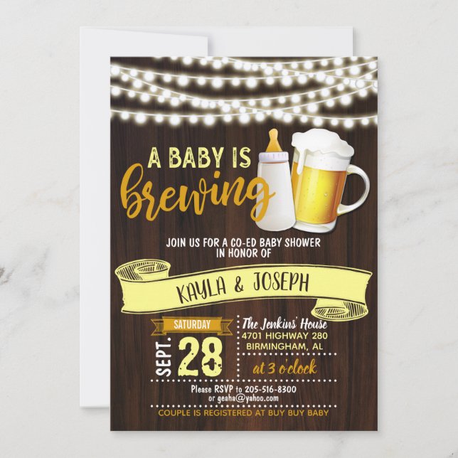 A Baby is Brewing Invitation (Front)