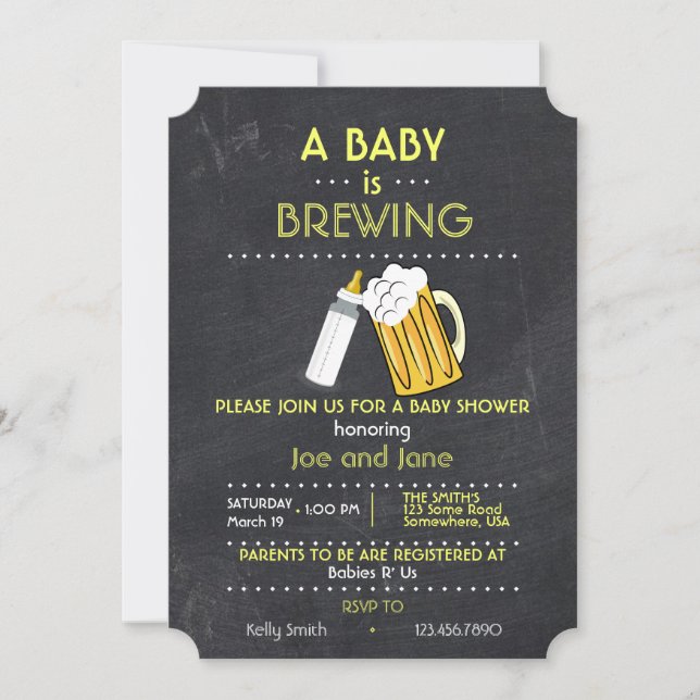 A Baby Is Brewing Invitation (Front)